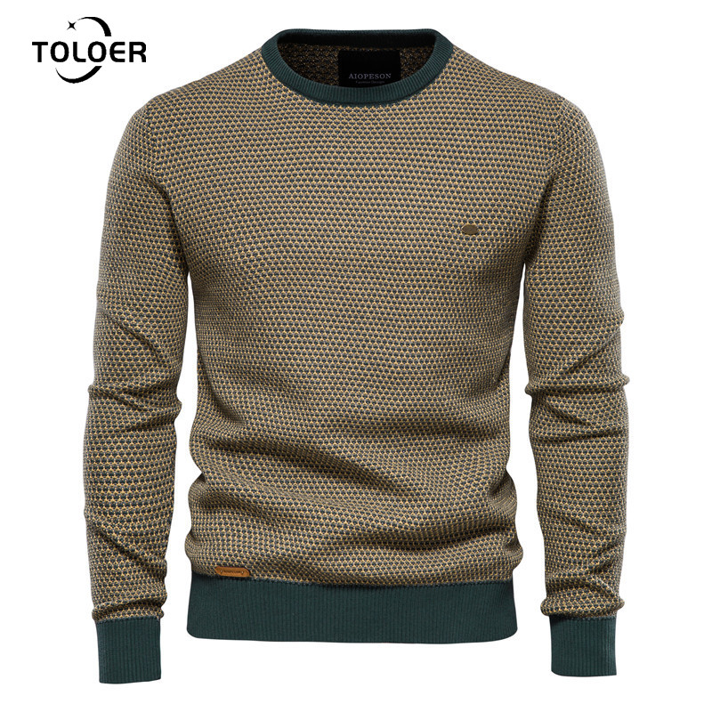 Autumn Winter Fashion Men&s Knitted Sweater Round Neck Casual Pullover Trendy Mesh Design Men&s Classic Sweater Bott